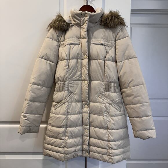 Vintage Rare Esprit Women’s MED Puffer Parka Jacket Removable Hood Faux Fur Y2K - Picture 3 of 14